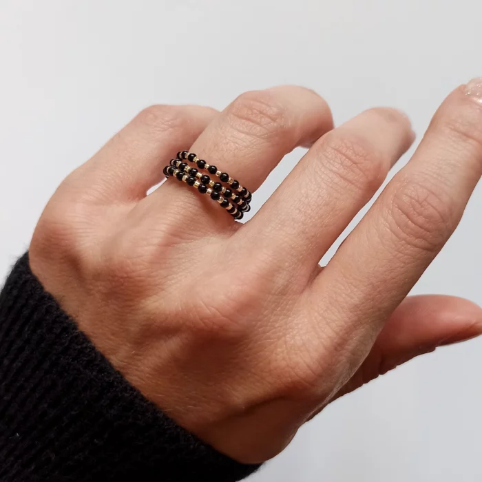 pierścionek czarno zloty mazu jewellery