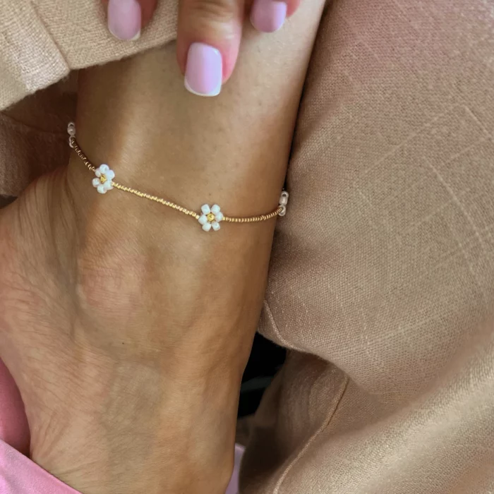 bransoletka na nogę stokrotki mazu jewellery