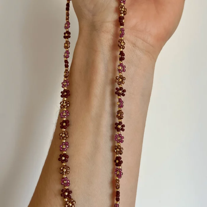 CHOKER MINI STOKROTKI BORDO