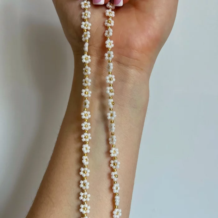 Choker mini stokrotki białe