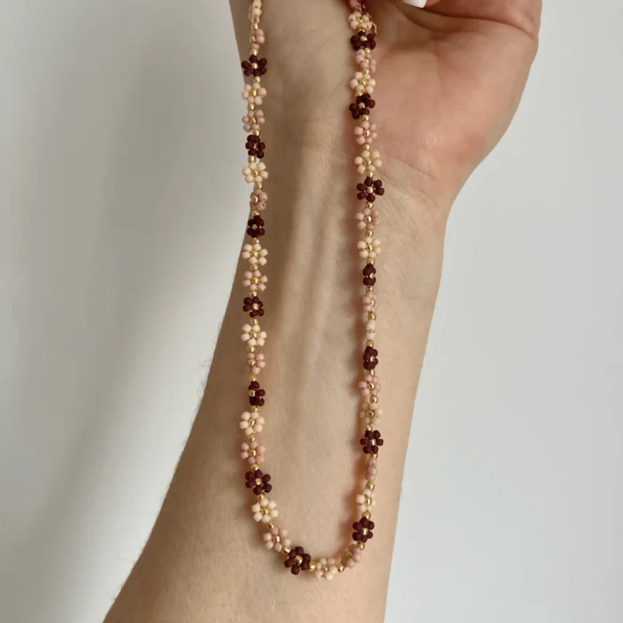 CHOKER STOKROTKI MINI BEŻ&BRĄZ