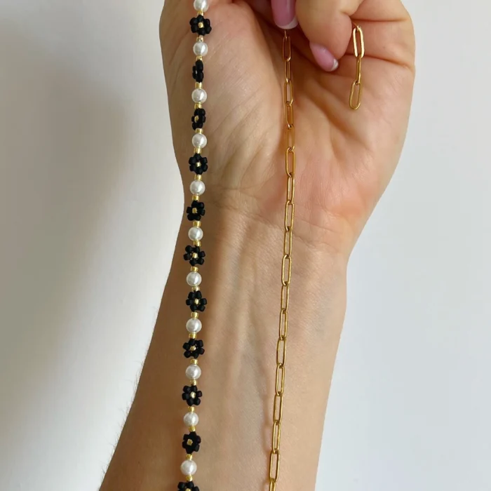 CHOKER STOKROTKI 3w1 CZARNY