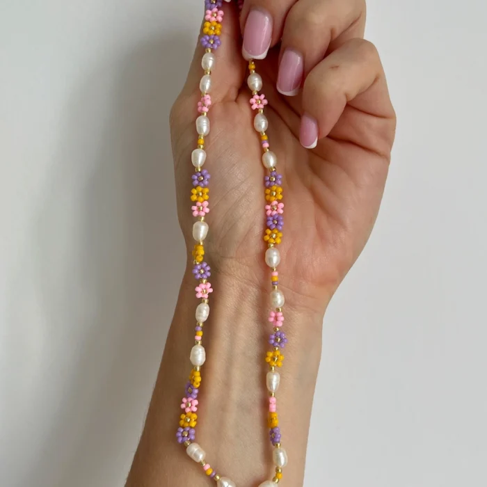 CHOKER STOKROTKI KOLOR & PERŁY