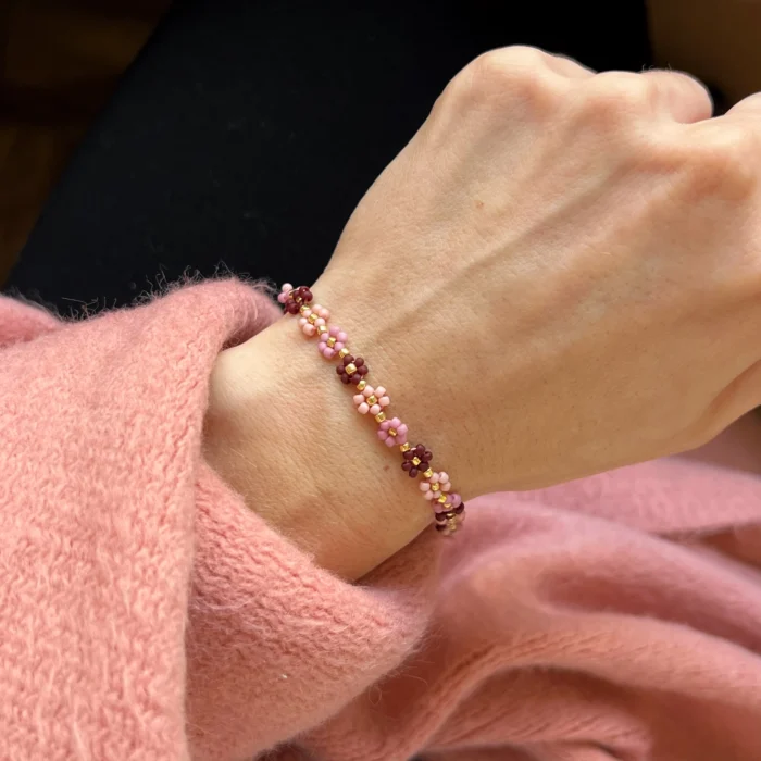 BRANSOLETKA MINI STOKROTKI BRĄZY & RÓŻE