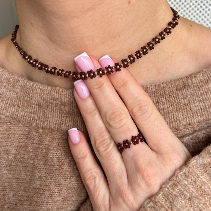 CHOKER MINI STOKROTKI BRĄZ