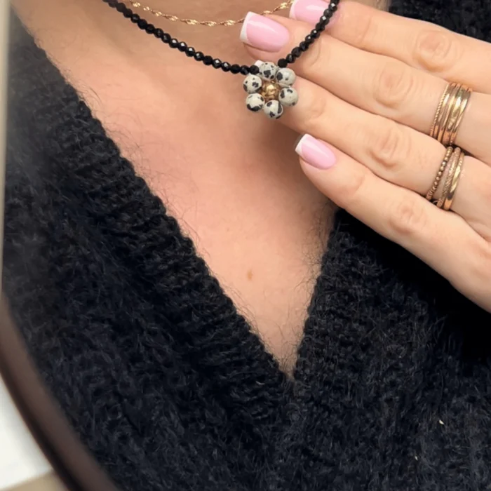 CHOKER Z ONYKSU ZE STOKROTKĄ JASPIS