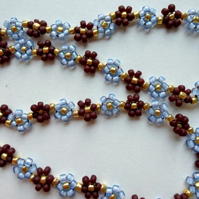 Choker mini stokrotki brąz & błękit