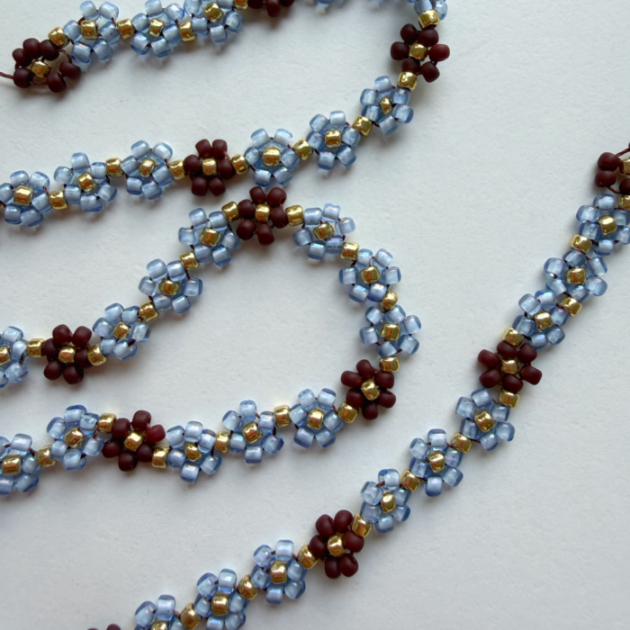 Choker mini stokrotki brąz & błękit 2.1