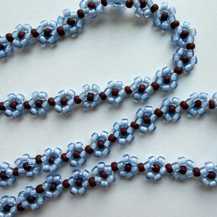 Choker mini stokrotki brąz & błękit 2.3